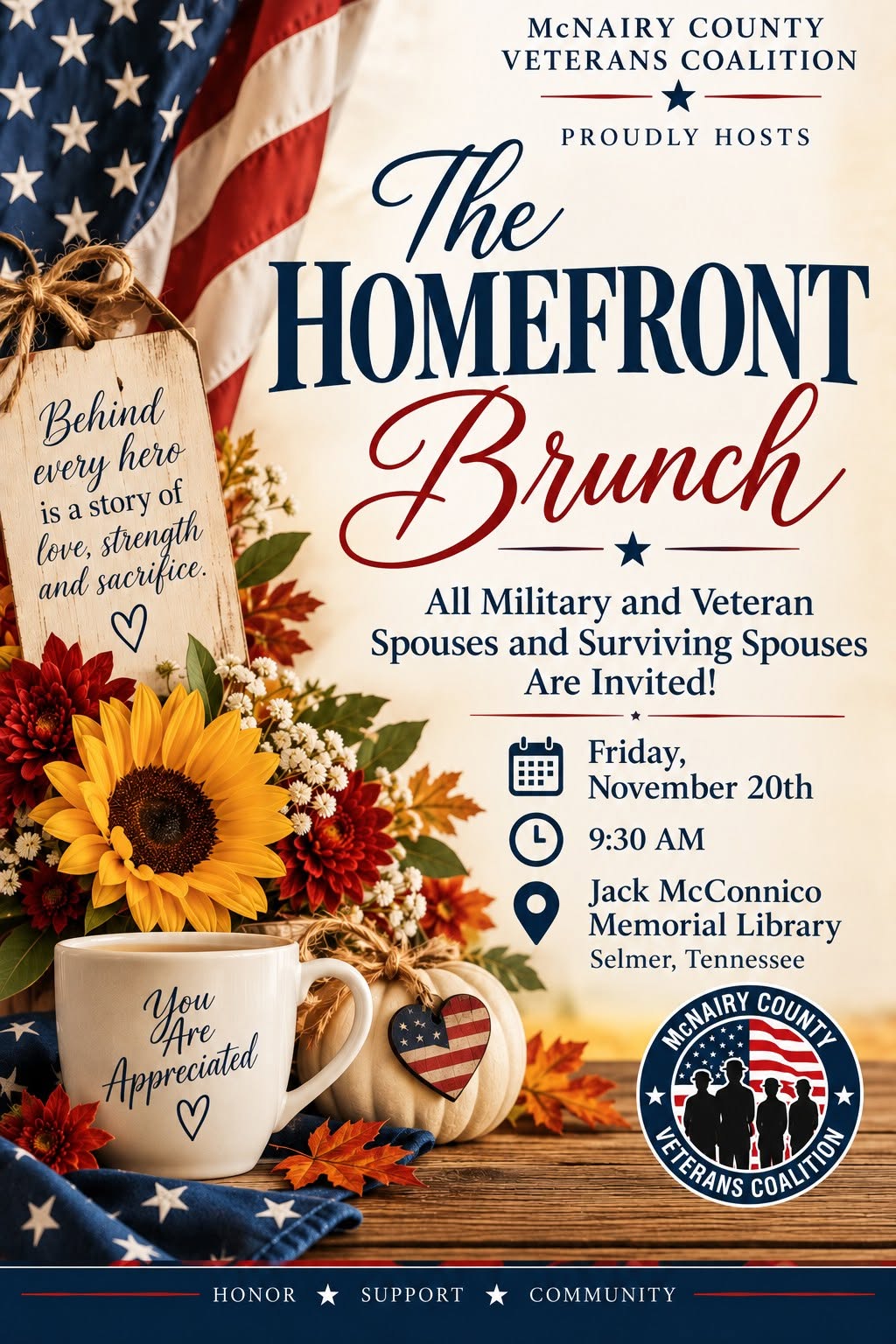 The Homefront Brunch ~ All military and veteran spouses and surviving spouses are invited!